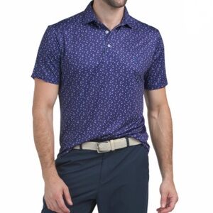 NWT Tailor Byrd flag pattern short sleeve golf shirt L